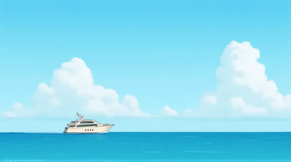 Small Sailboat Crossing Cerulean Ocean Under Midday Sky