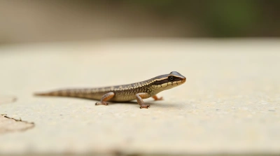 Small Scaled Creature On Pale Stone Surface