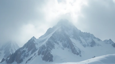 Snow-Covered Mountain Under Overcast Sky