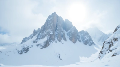 Snowy Mountain Landscape With Dramatic Sky