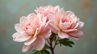 Soft Rose-Hued Blossoms Cluster With Greenery