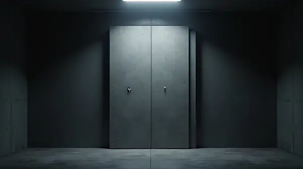Solid Barrier Panel Blocking Passageway