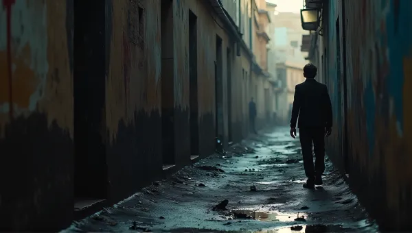 Solitary Figure By Charred Surface In Gritty Alley