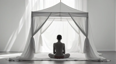 Solitary Seated Figure In Monochrome Shelter