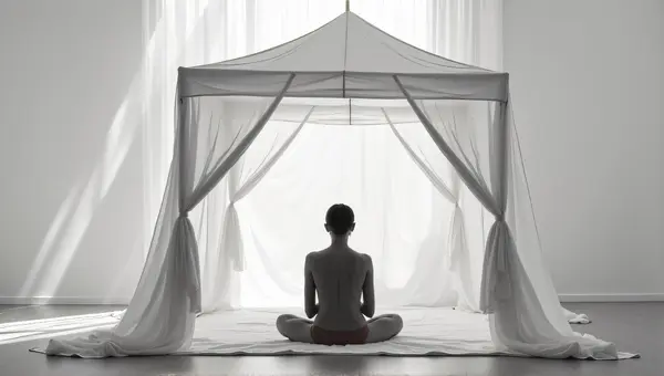 Solitary Seated Figure In Monochrome Shelter