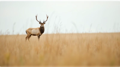 Solitary Stag Among Golden Grass Landscape