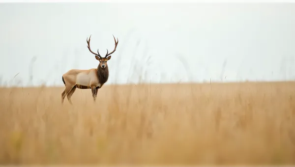 Solitary Stag Among Golden Grass Landscape