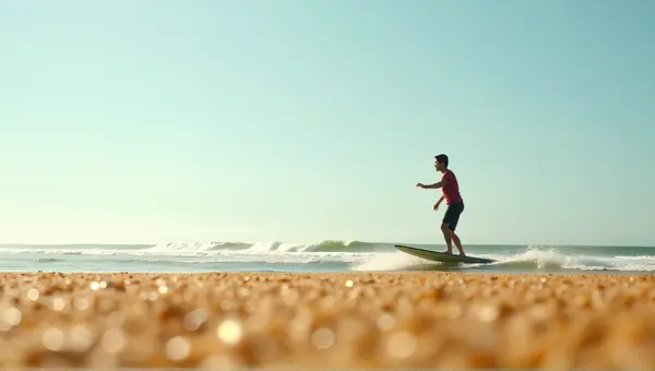 Solo Paddleboarding Across Golden Coastal Landscape