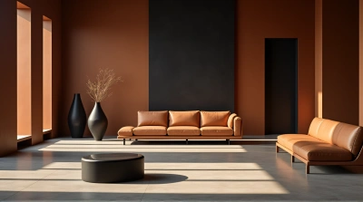 Spacious Room With Sleek Brown Black Furnishings