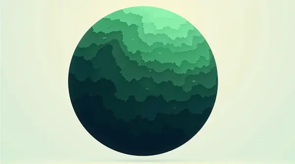 Illustration of a spherical celestial body showing vibrant terrain and deep shadows on a gradient background