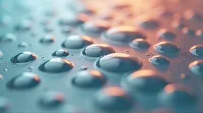 Spherical Liquid Beads On Smooth Surface Texture