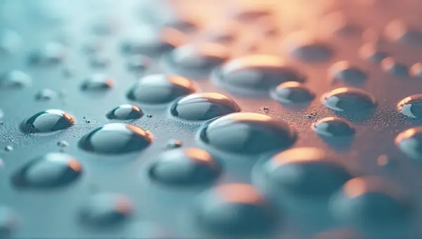 Spherical Liquid Beads On Smooth Surface Texture