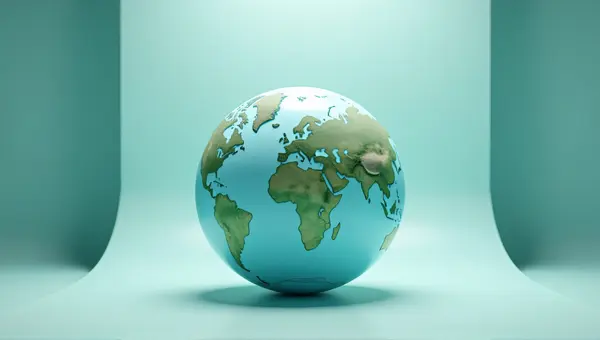 Spherical World Map Globe In Soft Blue Green
