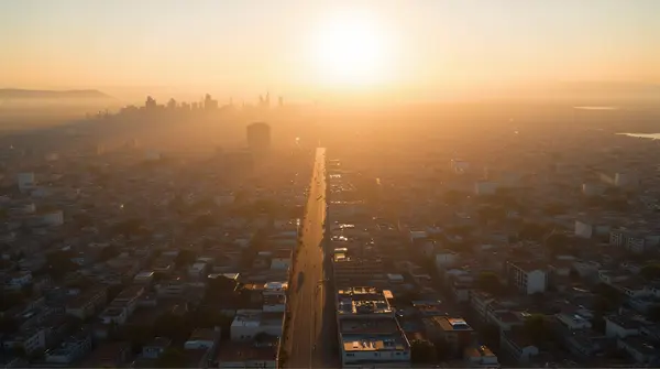 Sprawling Metropolis With Soft Amber Light