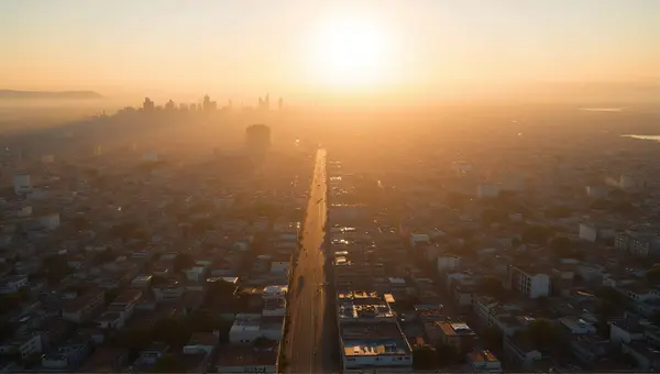 Sprawling Metropolis With Soft Amber Light