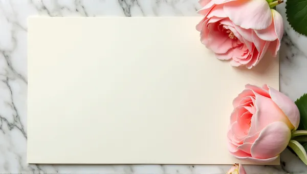 Stationery Sheet Next To Rose Blossom Overhead View