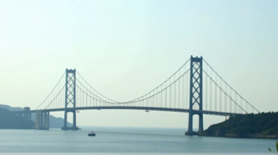 Steel Cable Bridge With Towering Pylons Over Water