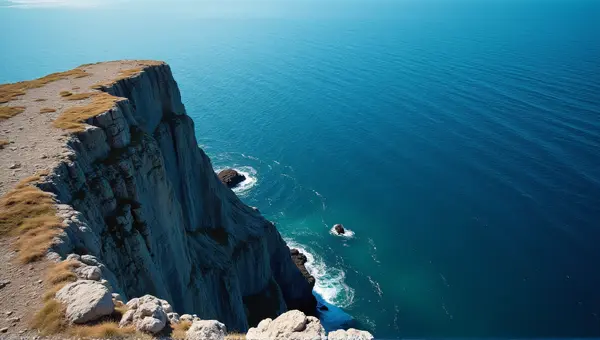 Steep Coastal Bluff Overlooking Clear Blue Water