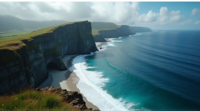 Steep Rocky Cliff Overlooking Ocean Waves