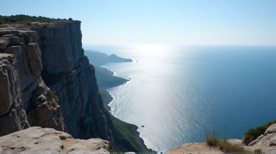 Steep Rocky Precipice With Shimmering Liquid Surface
