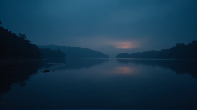 Still Lake Surface Under Dim Sky With Calm Mood
