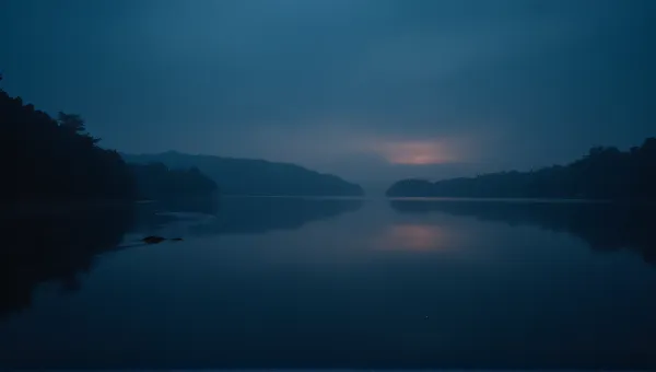 Still Lake Surface Under Dim Sky With Calm Mood