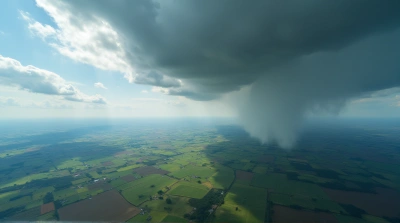 Stormy Sky Over Contrasting Green Brown Terrain