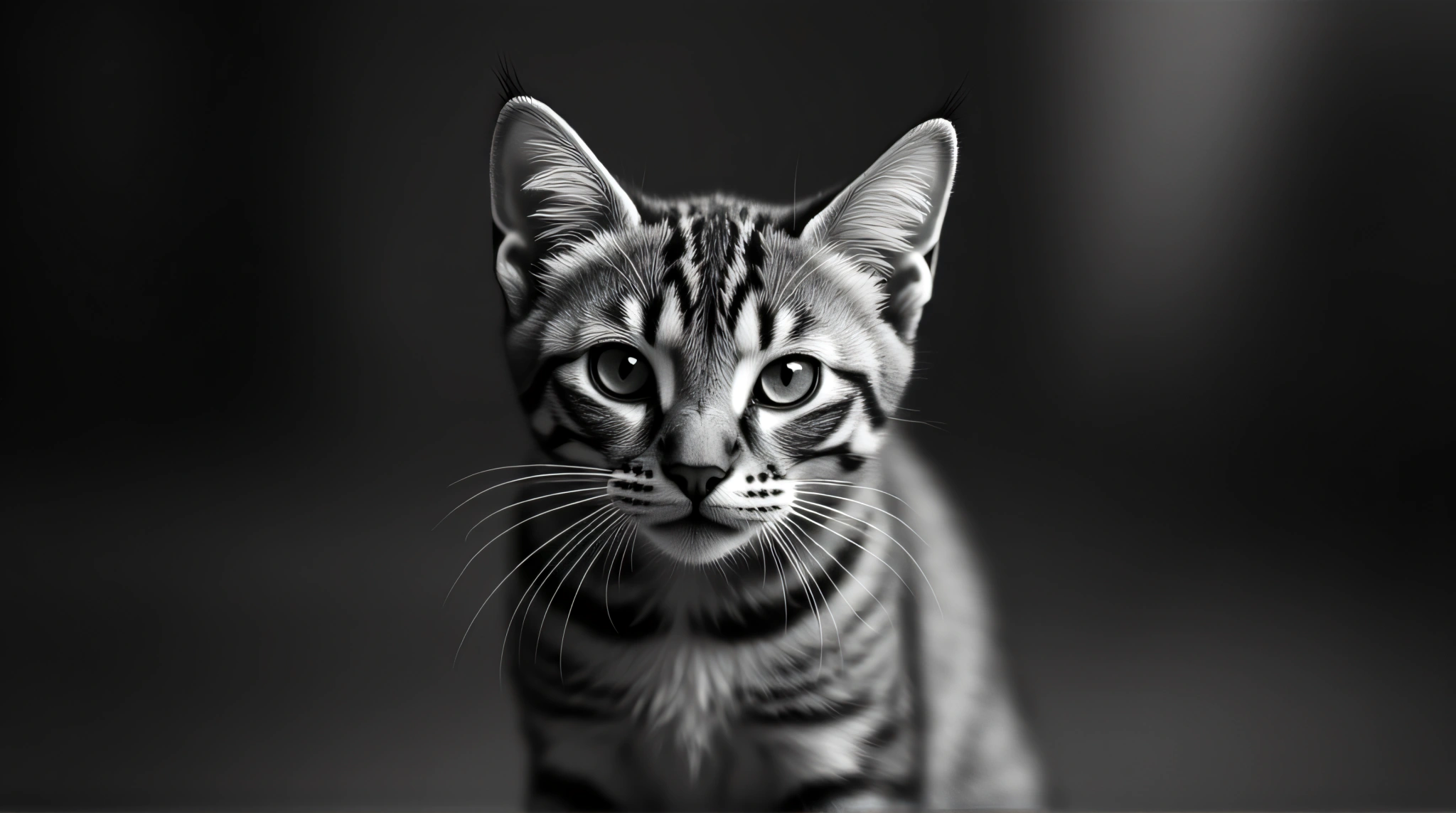 Striped Cat Portrait With Intense Focus
