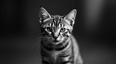 Striped Cat Portrait With Intense Focus