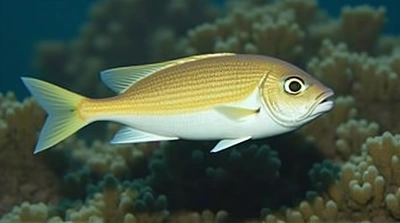 Striped Fish Swimming Near Coral Reef