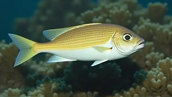 Striped Fish Swimming Near Coral Reef