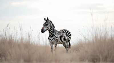 Striped Horse Profile Among Tall Reeds