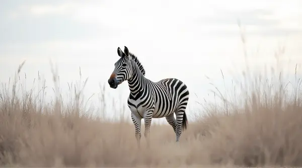 Striped Horse Profile Among Tall Reeds
