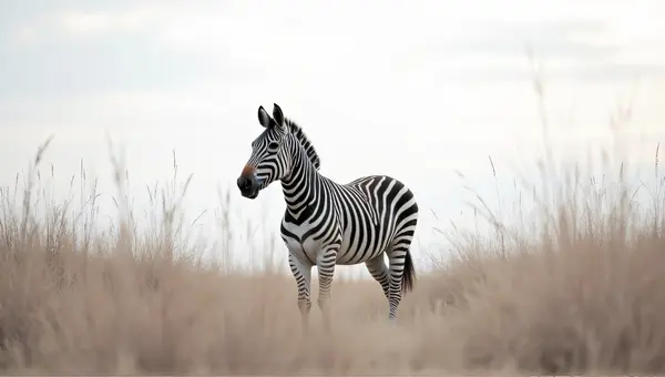 Striped Horse Profile Among Tall Reeds
