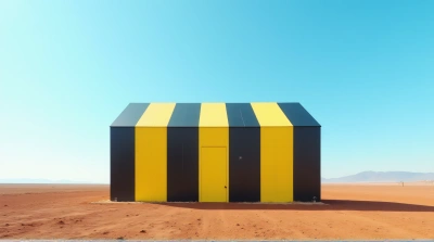 Striped Shelter On Earth With Clear Sky