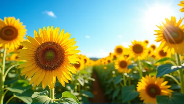 Sunflower Field Under Bright Blue Sky