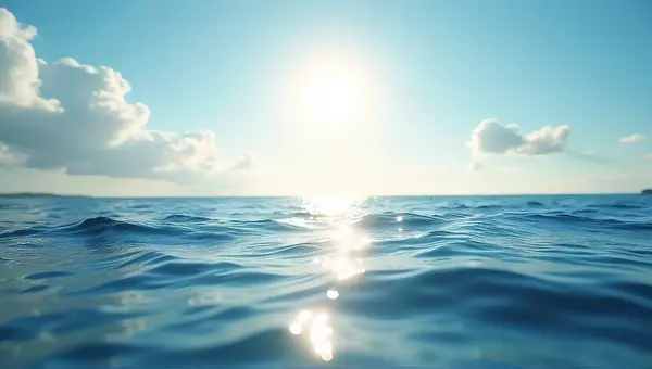 Sunlit Ocean Horizon Under Clear Sky