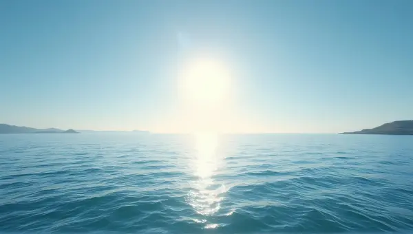 Sunlit Ocean Waves Under Open Sky Horizon