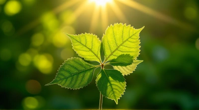 Sunlit Overlapping Leaves Showing Patterns