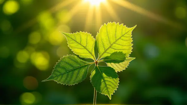 Sunlit Overlapping Leaves Showing Patterns
