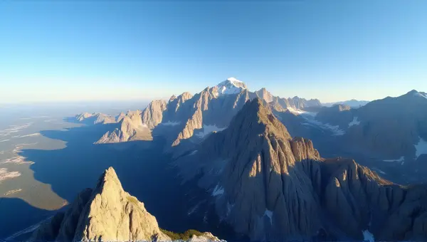 Sunlit Rocky Peaks With Clear Blue Sky