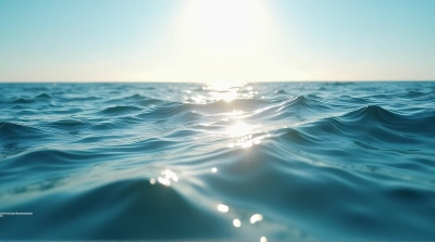 Sunlit Sea Surface With Gentle Ripples