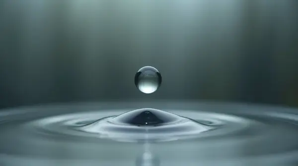 Suspended Sphere Over Reflective Surface Macro