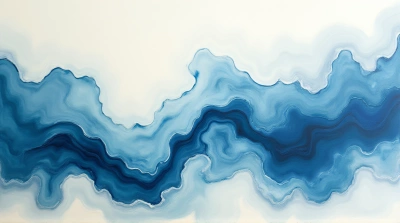 Swirling Cerulean Ivory Fluid Shapes Art