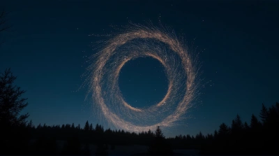 Swirling Luminous Pattern Against Dark Horizon