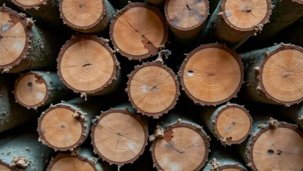 Symmetrical Pattern of Rough Cylindrical Wood Logs