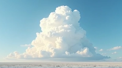 Tall Cumulus Cloud Over Expansive Plain