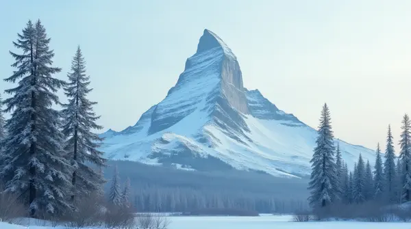 Tall Deciduous Trees Early Spring Icy Peak
