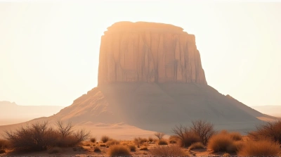 Tall Earth Peak With Craggy Surfaces In Sunlight