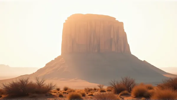 Tall Earth Peak With Craggy Surfaces In Sunlight